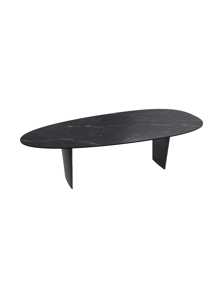 
Table à manger extensible design "Menhir" en céramique, 270 x 120 cm - Marquina mat