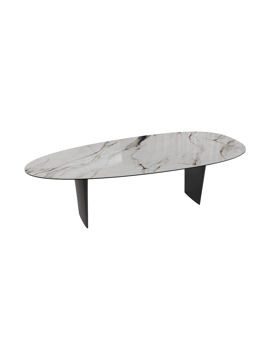 
Table à manger extensible design "Menhir" en céramique, 270 x 120 cm - Marquina mat