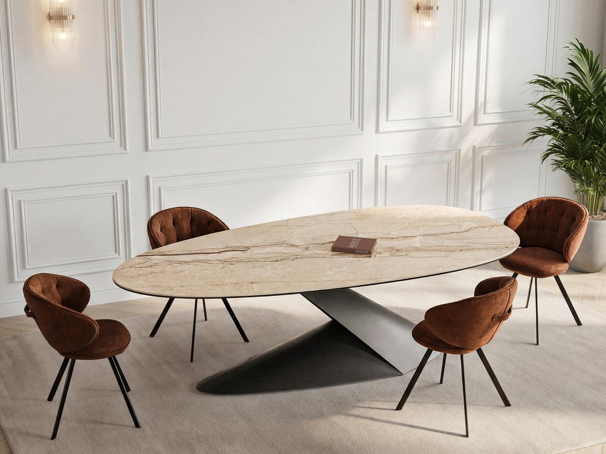 
Ausziehbarer Designer Esstisch „Proxima“ aus Keramik, 270 x 120 cm - Breccia glänzend
