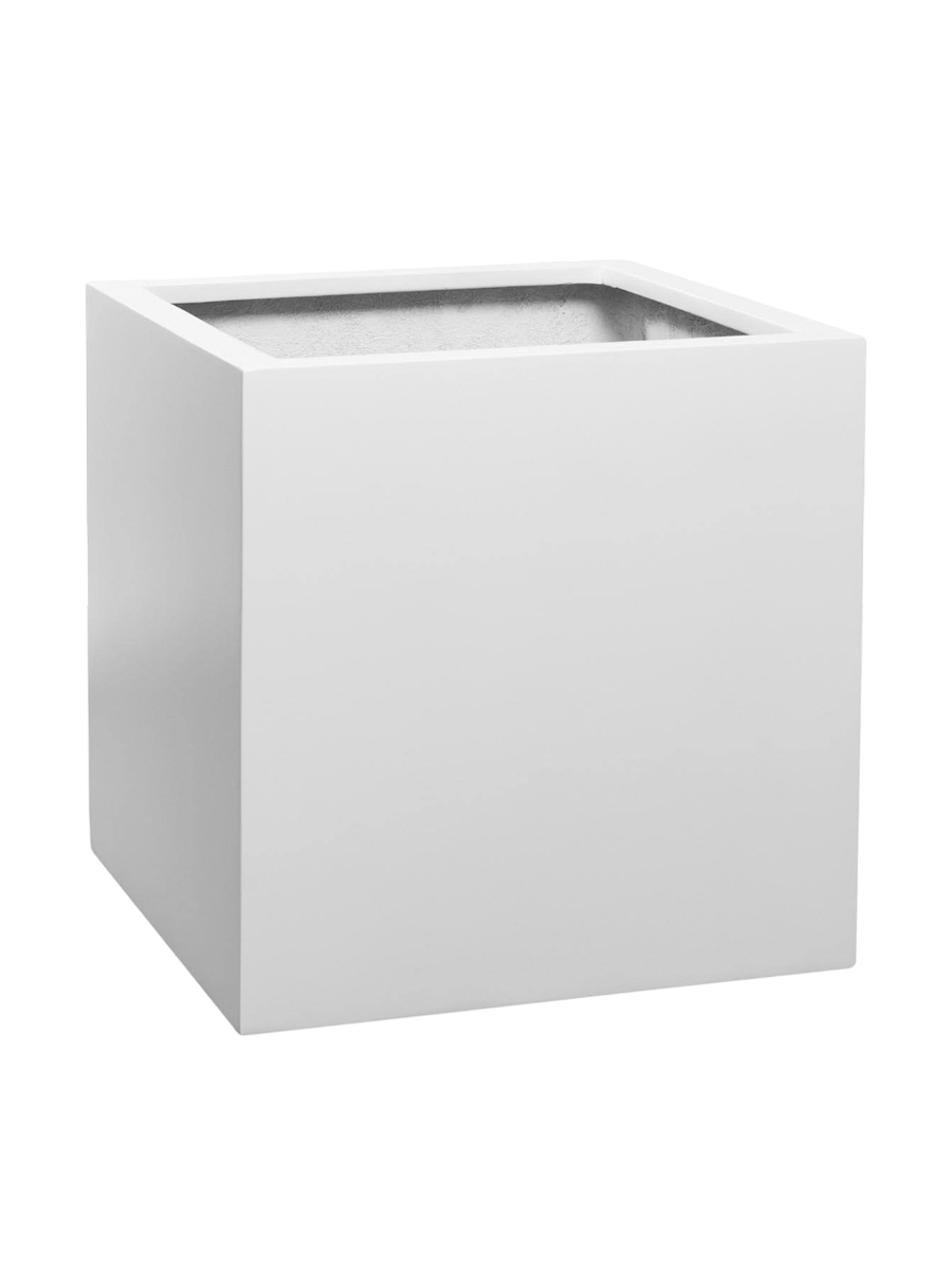 
Vaso per fiori di alta qualità per interni/esterni „Essential Block“ - Bianco opaco / 50 x 50 x Altezza 50 cm