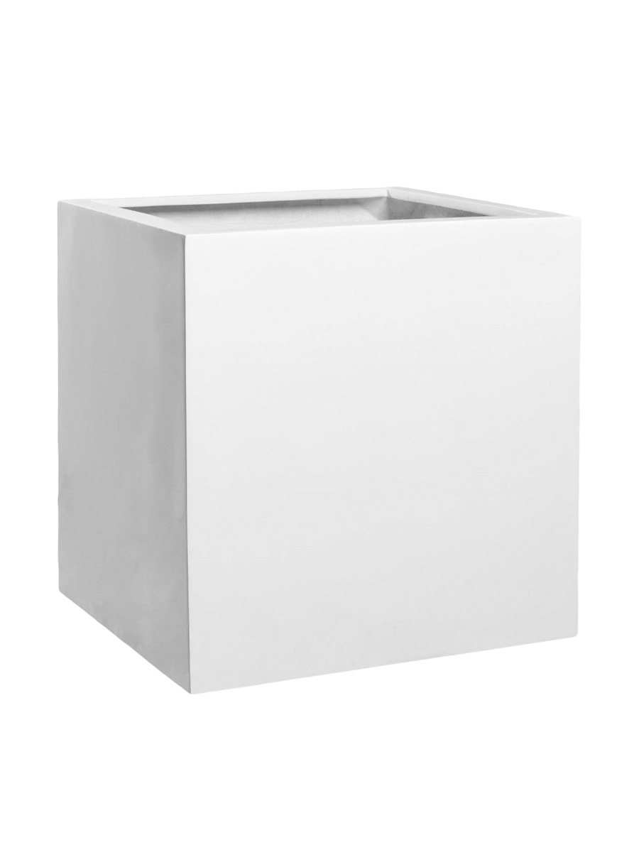 
Vaso per fiori di alta qualità per interni/esterni „Essential Block“ - Bianco lucido / 50 x 50 x Altezza 50 cm