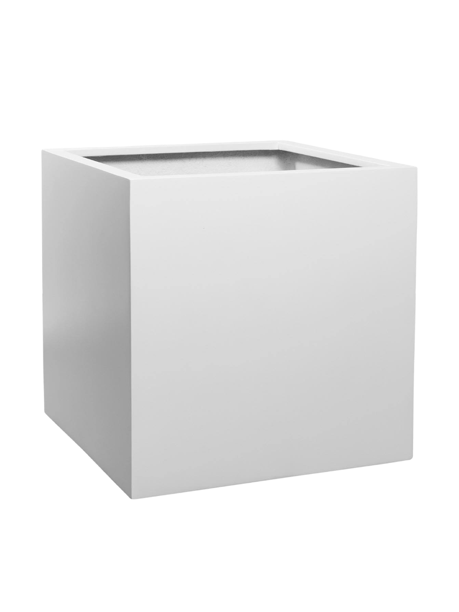 
Vaso per fiori di alta qualità per interni/esterni „Essential Block“ - Bianco opaco / 60 x 60 x Altezza 60 cm