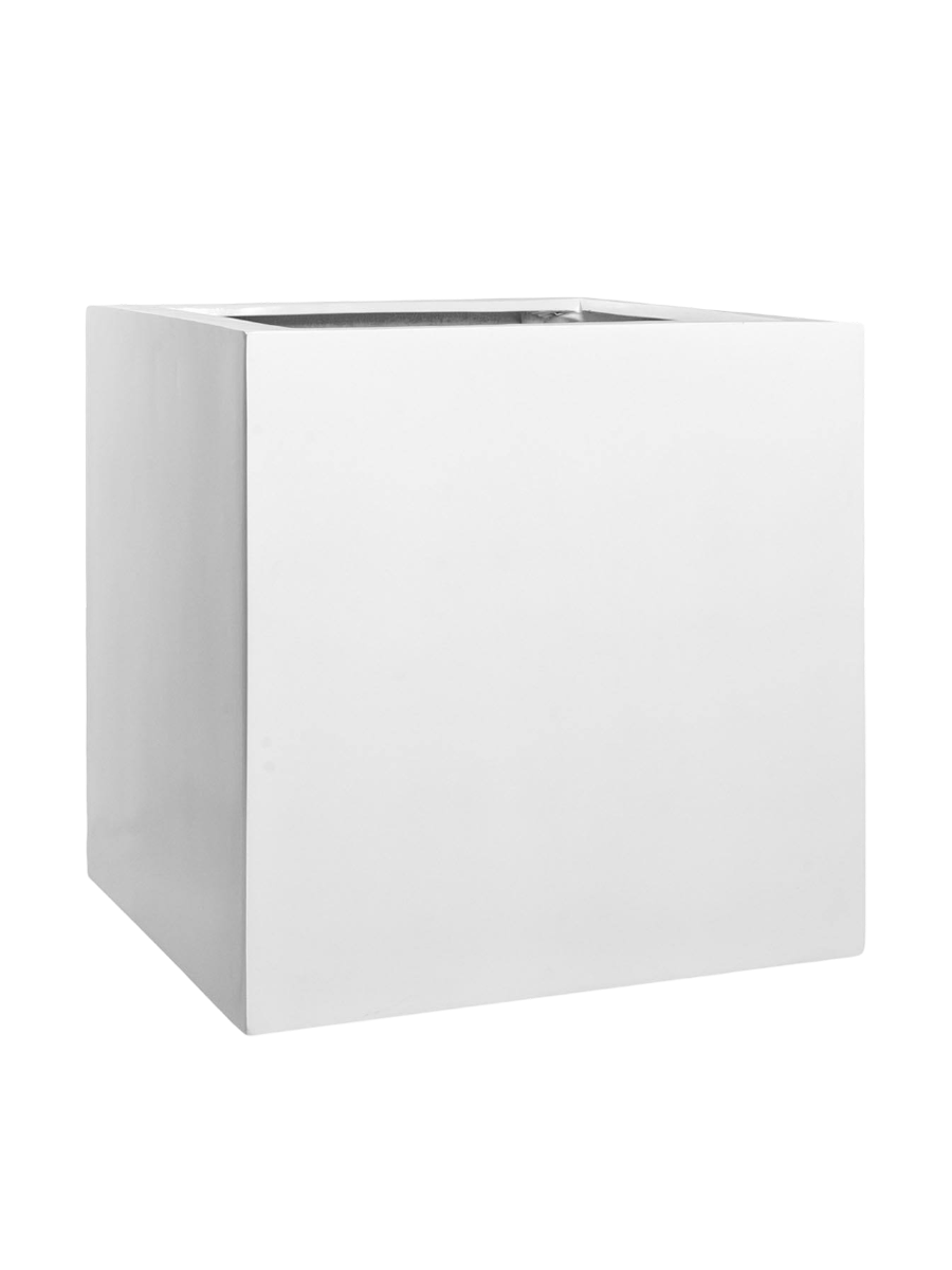 
Vaso per fiori di alta qualità per interni/esterni „Essential Block“ - Bianco lucido / 60 x 60 x Altezza 60 cm