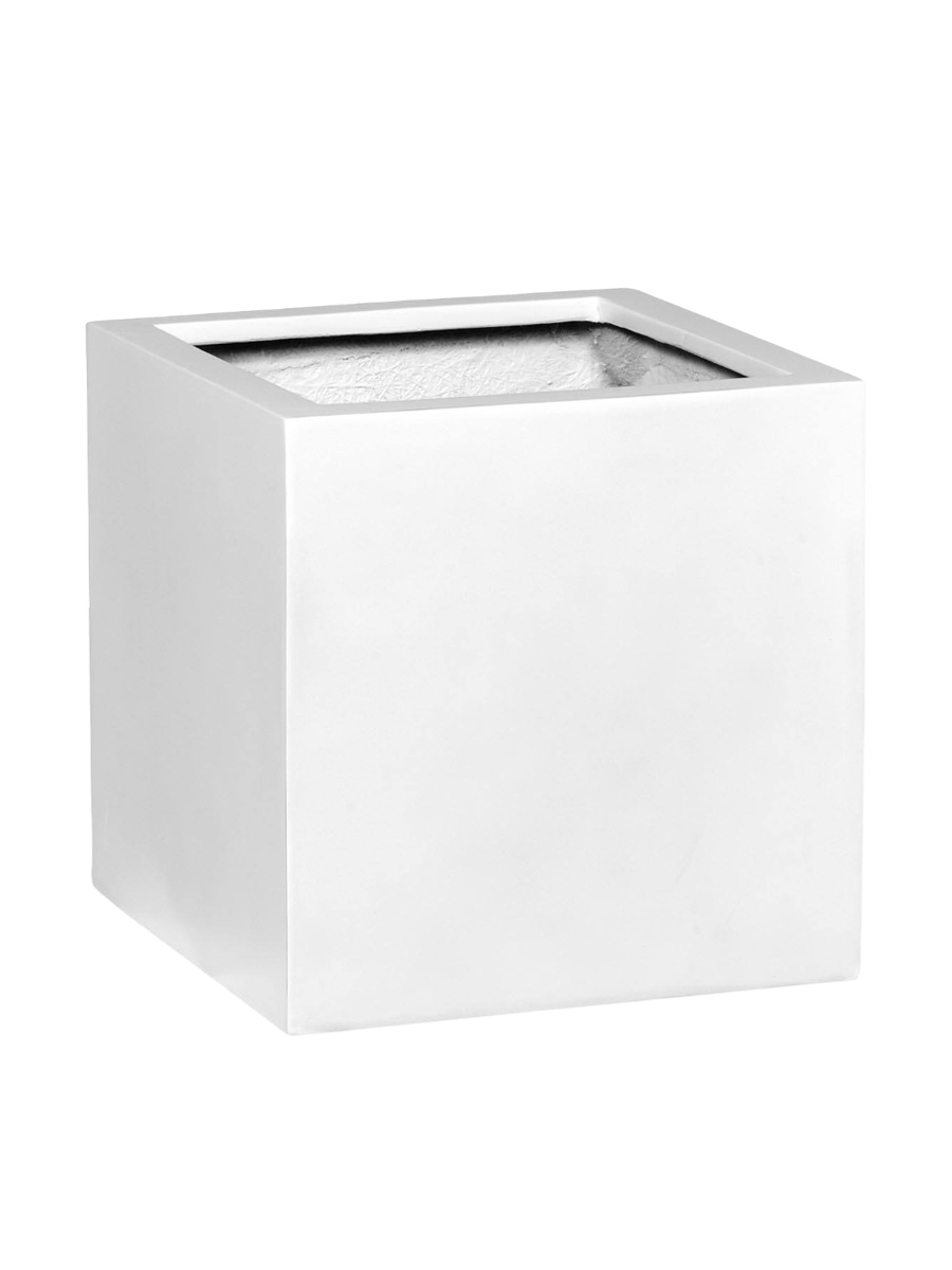 
Vaso per fiori di alta qualità per interni/esterni „Essential Block“ - Bianco opaco / 70 x 70 x Altezza 70 cm