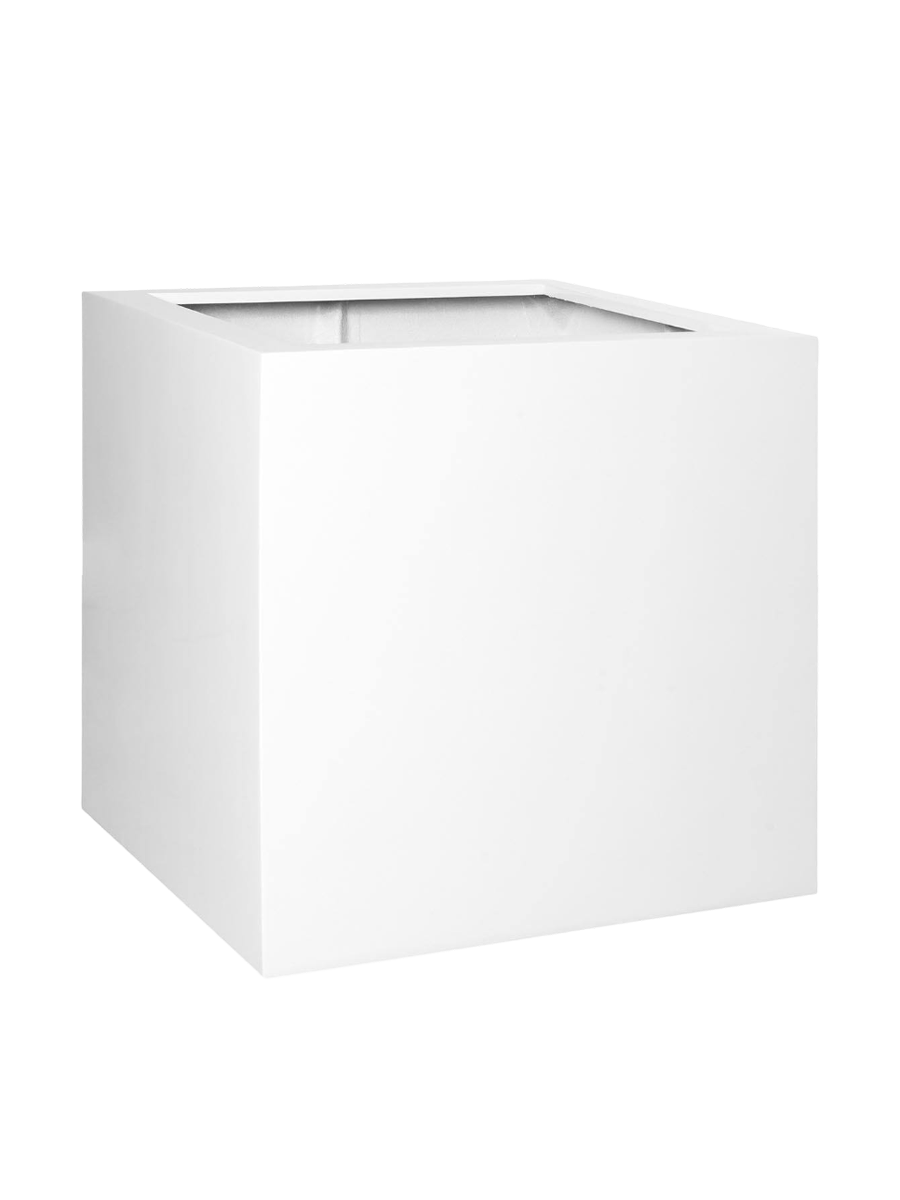 
Vaso per fiori di alta qualità per interni/esterni „Essential Block“ - Bianco lucido / 70 x 70 x Altezza 70 cm