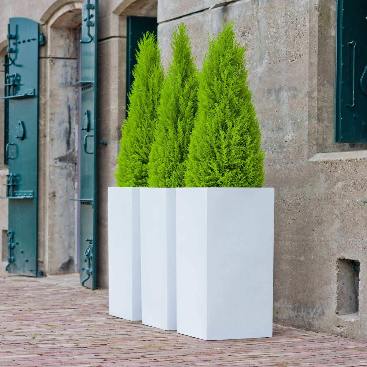 
Vaso per fiori di alta qualità per interni/esterni „Essential Bouvy“ - Bianco lucido / 40 x 40 x Altezza 80 cm