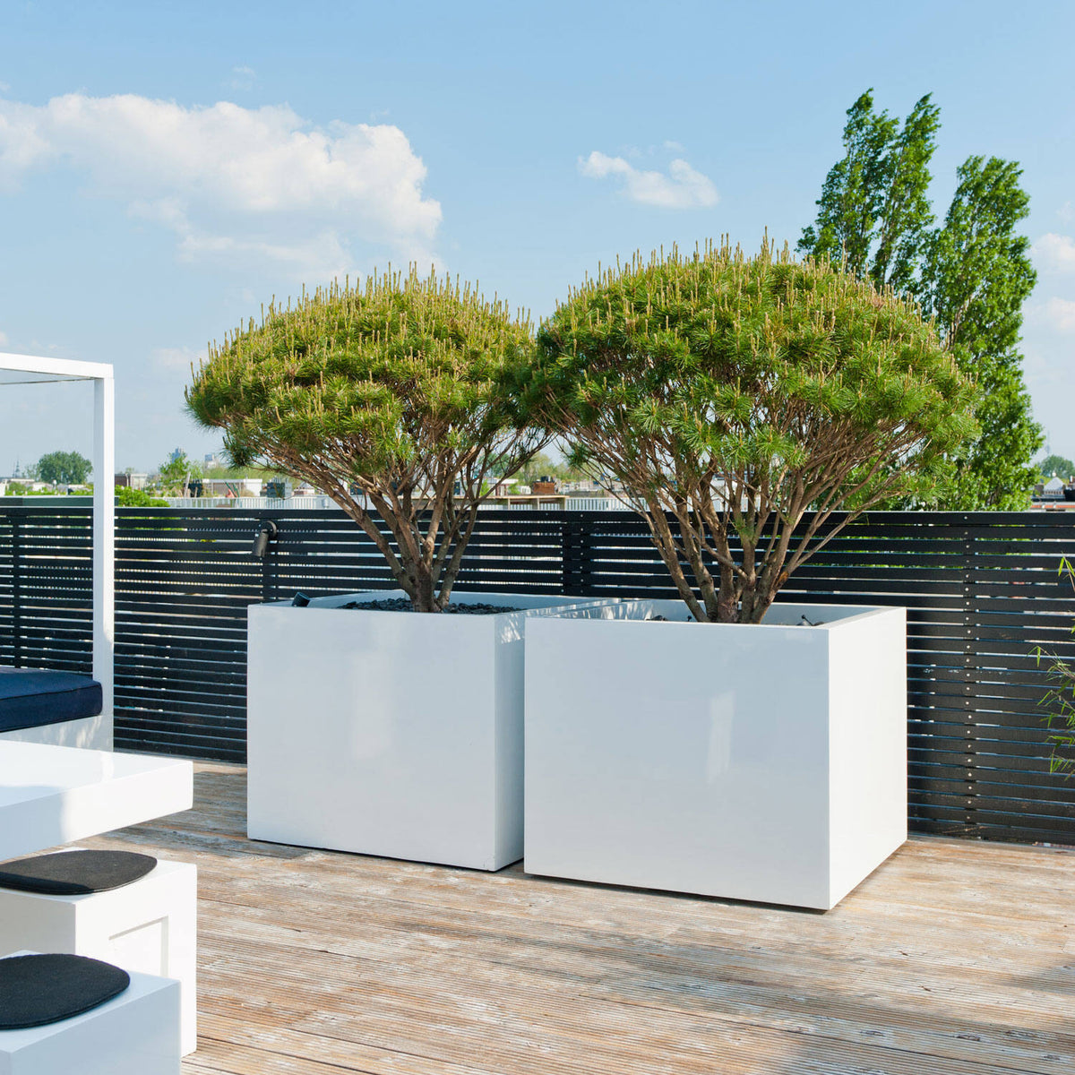 
Vaso per fiori di alta qualità per interni/esterni „Essential Jumbo XL“ - Bianco lucido / 90 x 90 x Altezza 83 cm