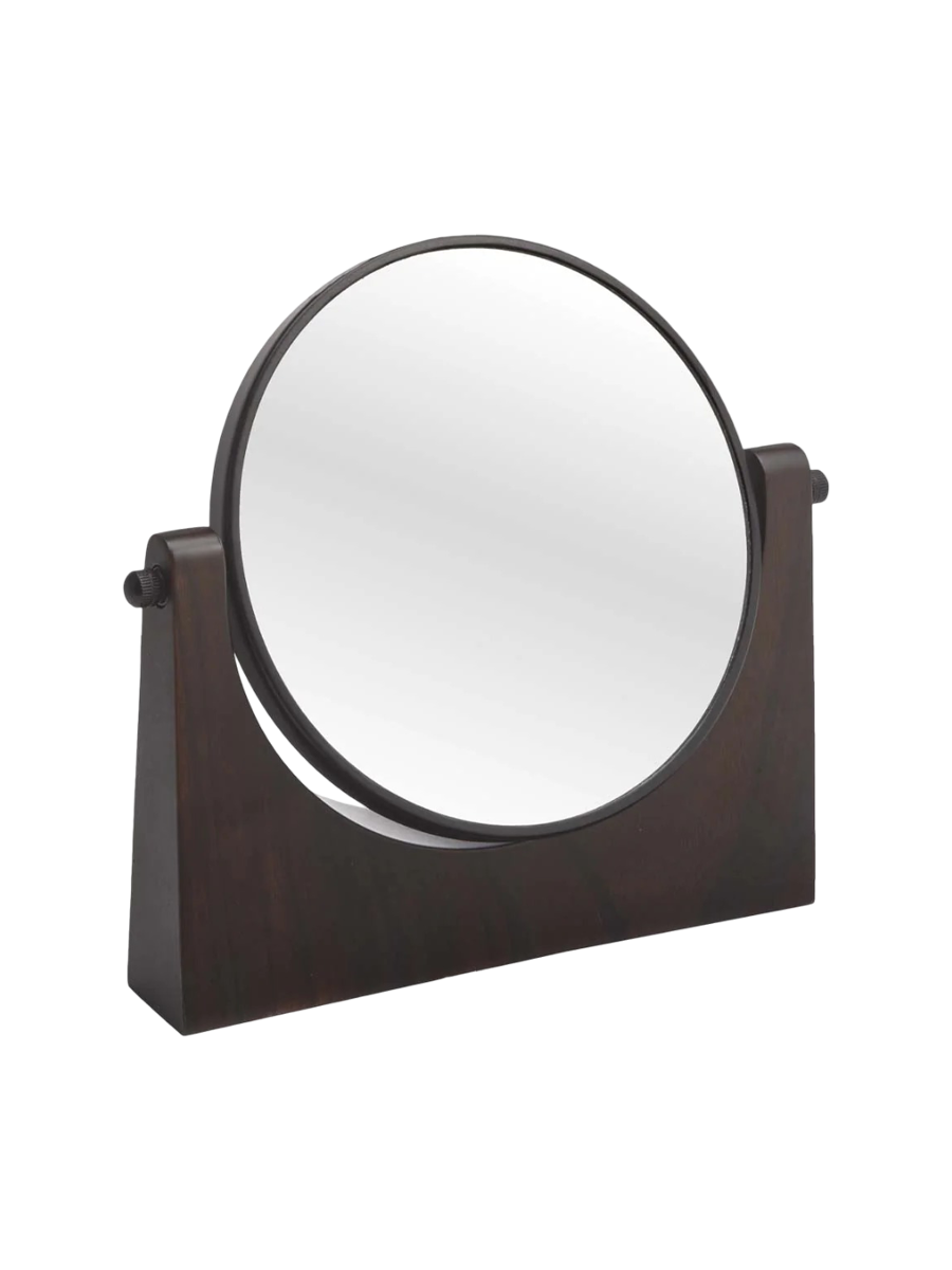 
Handcrafted, luxurious "Ebony" cosmetic mirror with 7x magnification, made from ebony