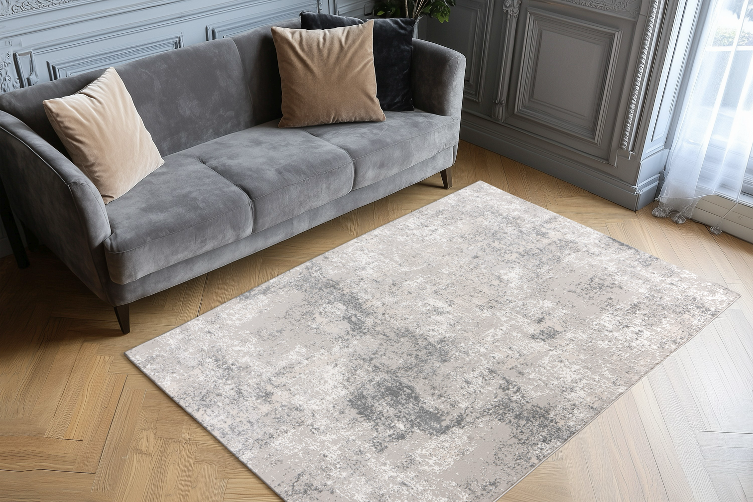 
Designer Rug "Elif 407" - Silver - 80 x 150 cm