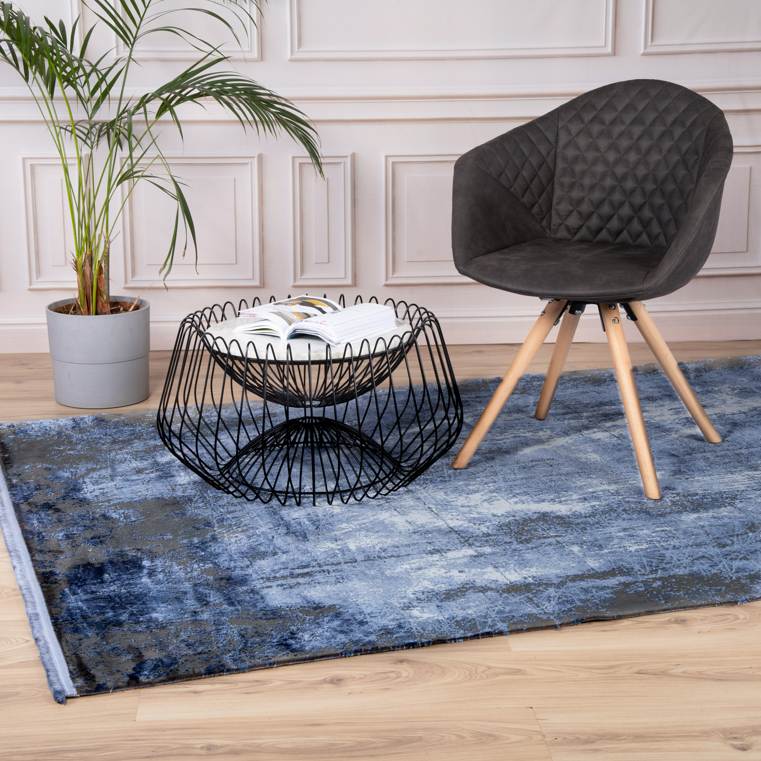 
High-Quality Designer Rug "Elysee 904", Blue - 80 x 150 cm