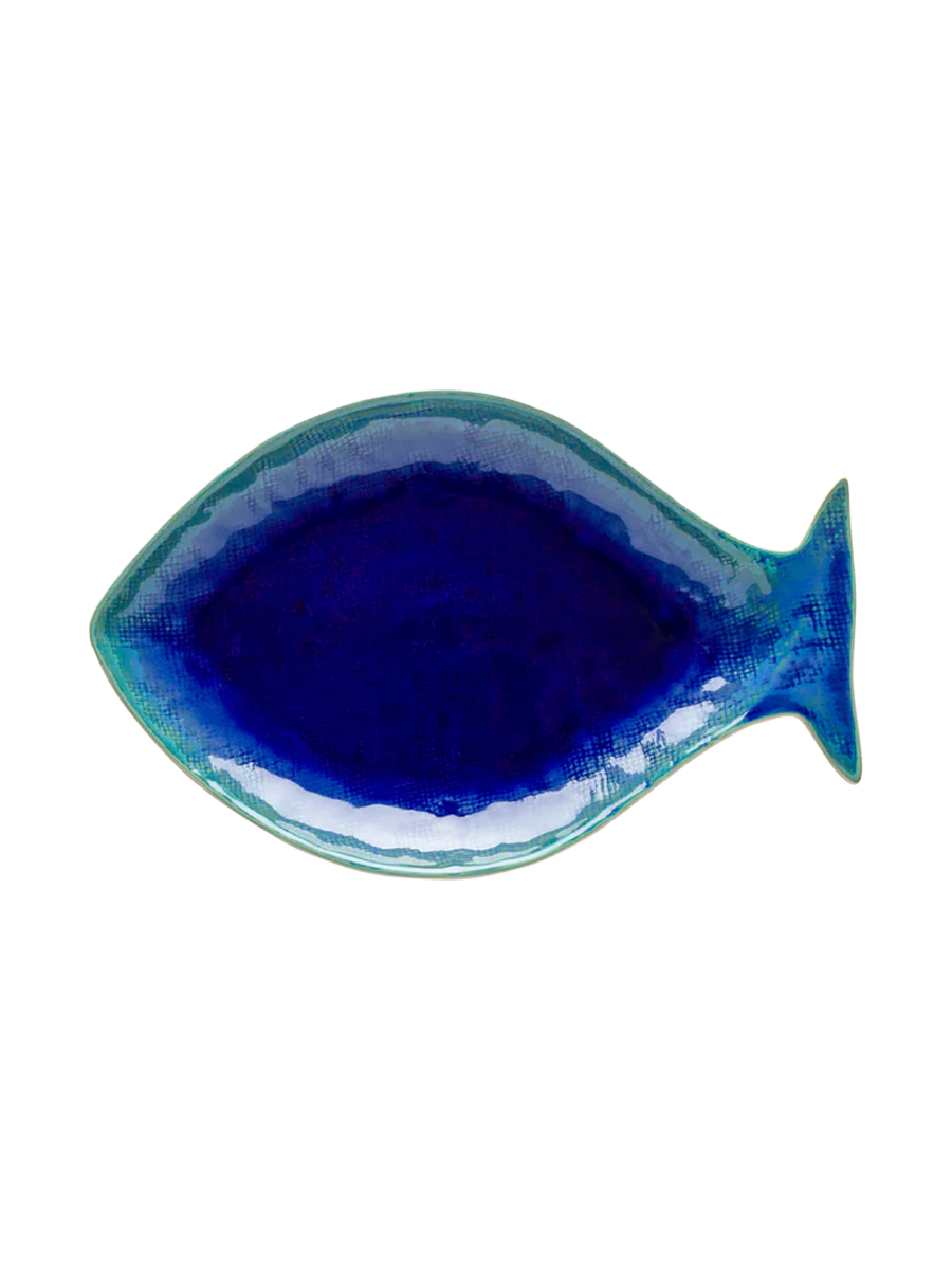 
Handcrafted Dinner Plate "Dourada Dori" - Atlantic Blue