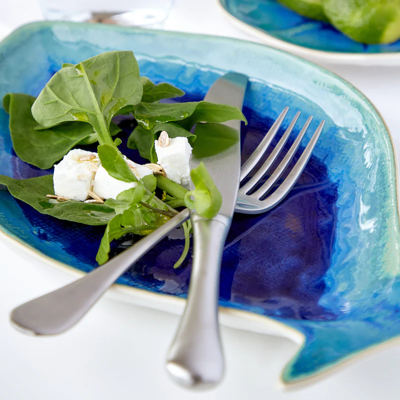 
Handcrafted Dinner Plate "Dourada Dori" - Atlantic Blue