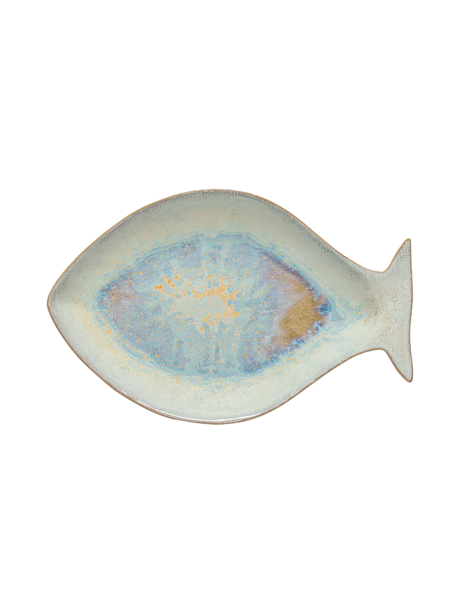 
Handcrafted Dinner Plate "Dourada Dori" - Nacar Blue