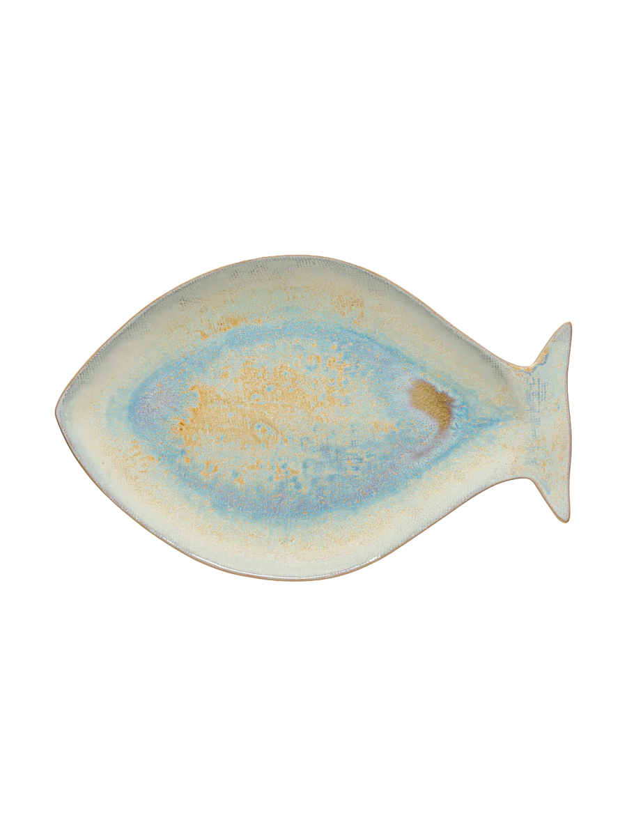 
Handcrafted Serving Platter "Dourada Dori" - Nacar Blue