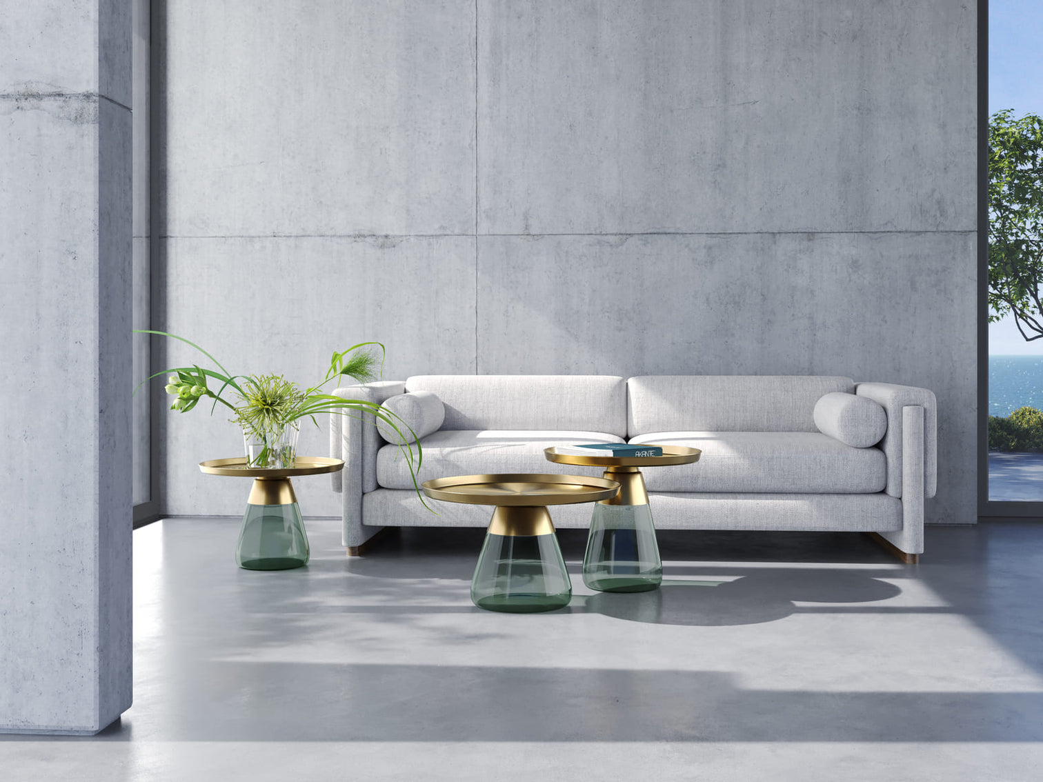
Designer Side Table "Drop" in Various Versions - Gold/Green / Ø 60 x 52 cm