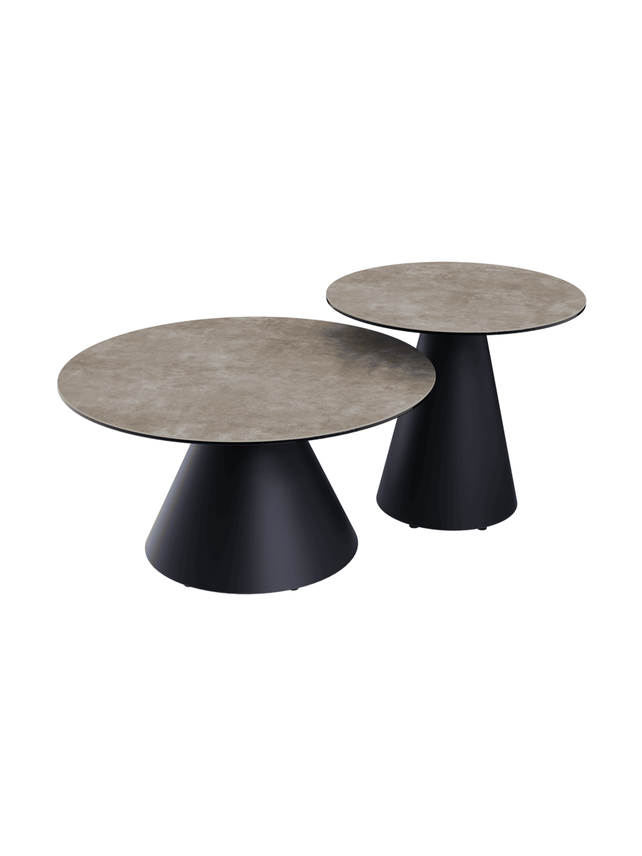 
Table d'appoint design « Faro » Ø 55 cm - Plateau : gris ciment / Pieds : noir
