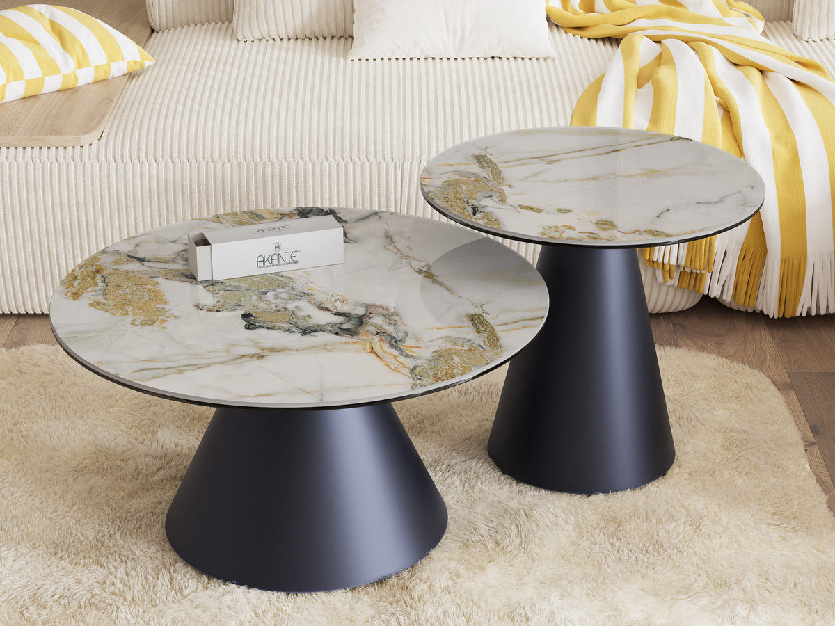 
Table d'appoint design « Faro » Ø 55 cm - Plateau : Doro brillant / Pieds : Noir