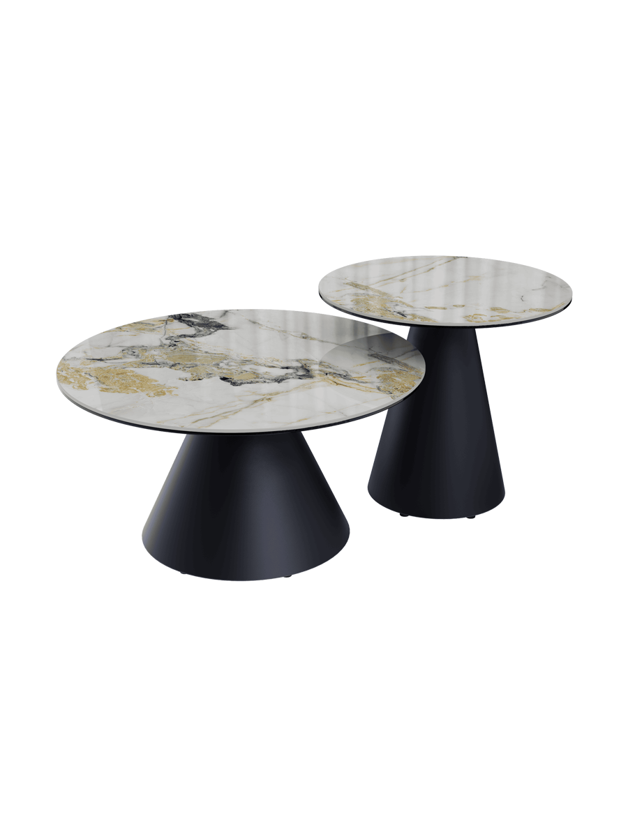
Table d'appoint design « Faro » Ø 55 cm - Plateau : Doro brillant / Pieds : Noir