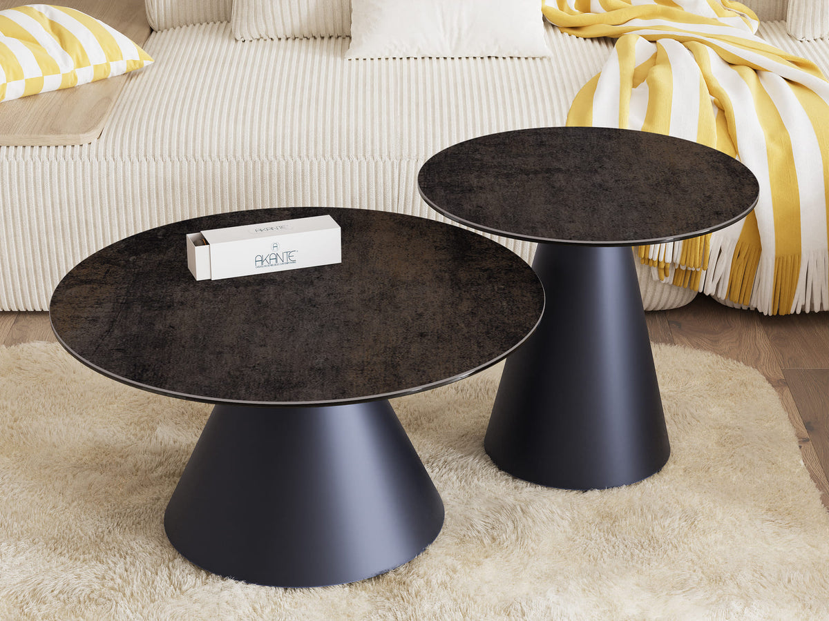 
Design Beistelltisch „Faro“ Ø 55 cm - Tischplatte: Rostbraun / Füsse: Schwarz