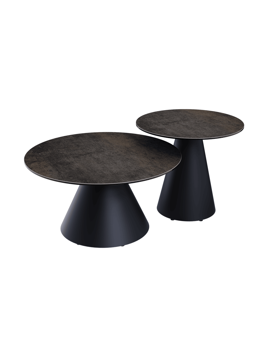 
Design Beistelltisch „Faro“ Ø 55 cm - Tischplatte: Rostbraun / Füsse: Schwarz
