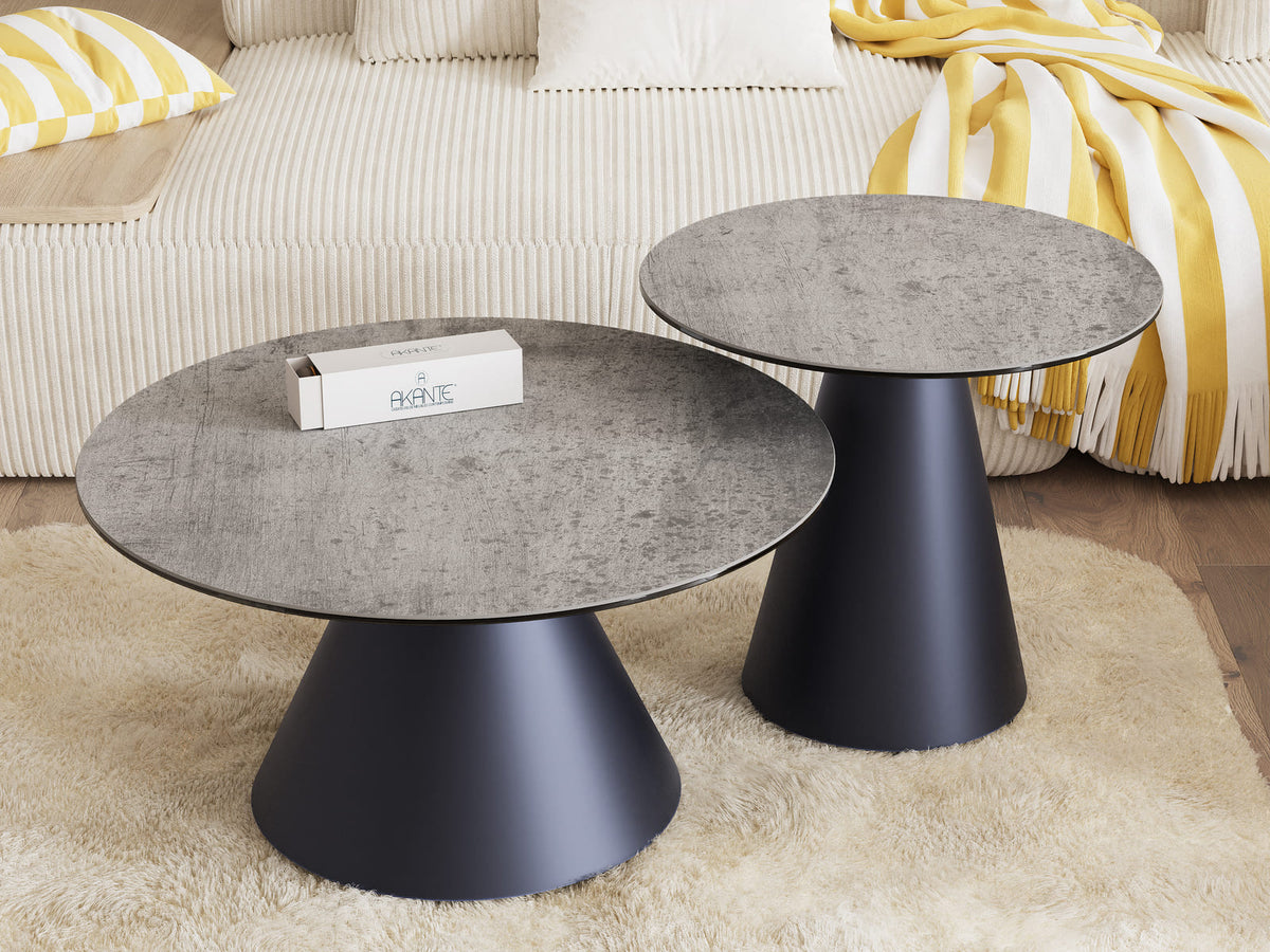 
Table d'appoint design « Faro » Ø 55 cm - Plateau : argent / Pieds : noir