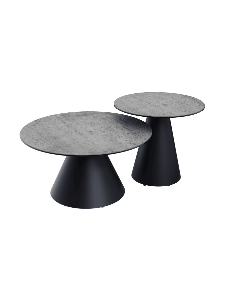 
Table d'appoint design « Faro » Ø 55 cm - Plateau : argent / Pieds : noir