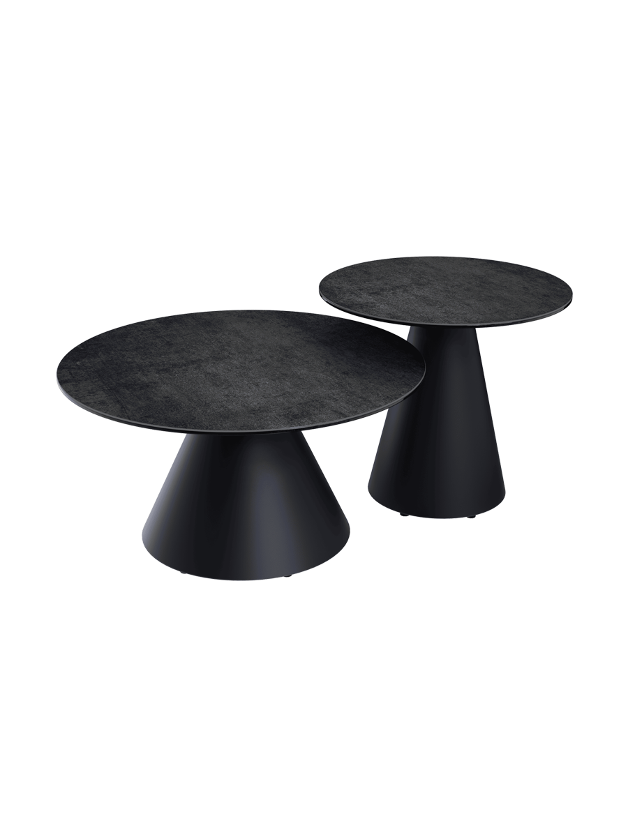 
Tavolino laterale di design «Faro» Ø 55 cm - Piano del tavolo: titanio / Gambe: Nero
