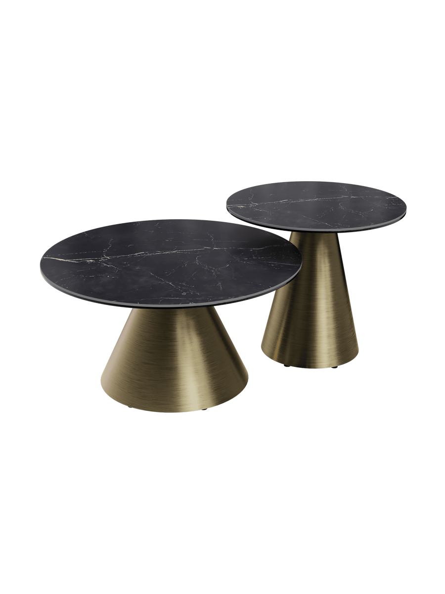
Table d'appoint design « Faro » Ø 55 cm - Plateau : Marquina mat / Piétement : bronze