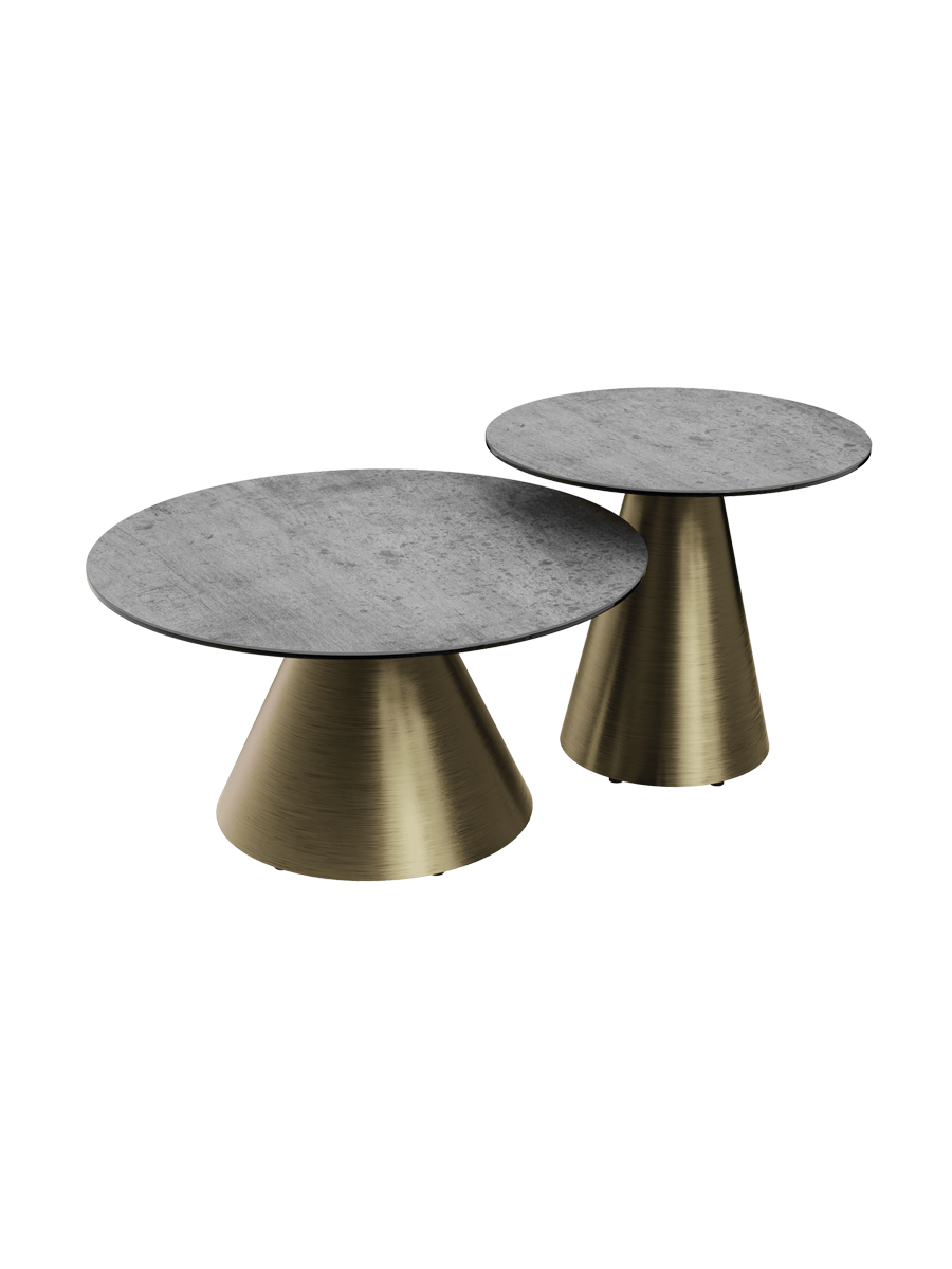 
Table d'appoint design « Faro » Ø 55 cm - Plateau : Argent / Pieds : Bronze