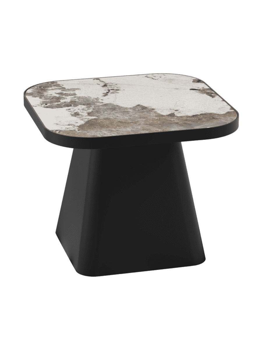 
Table d'appoint design « Petra » 50 x 50 cm - Aspect marbre Calacatta brillant / 40 cm