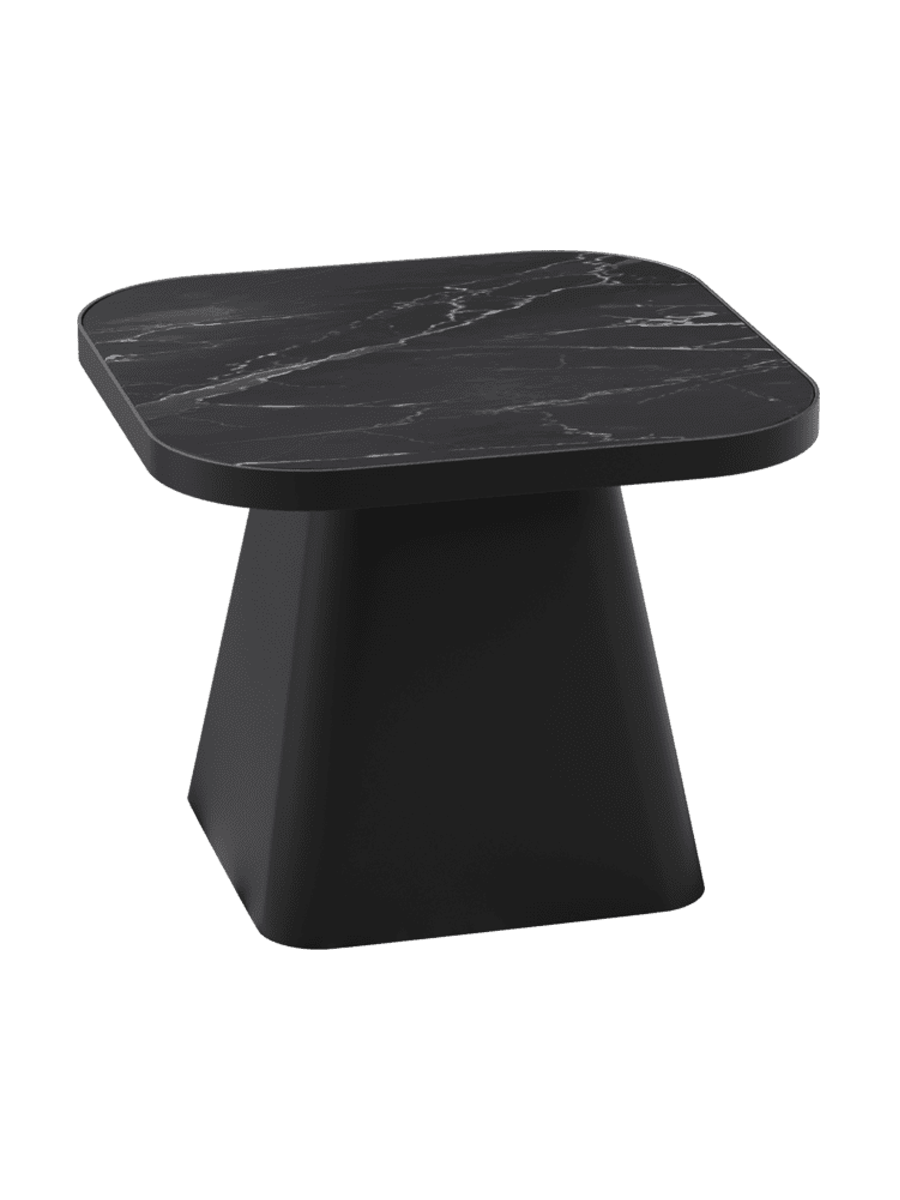 
Table d'appoint design « Petra » 50 x 50 cm - Aspect marbre Calacatta brillant / 40 cm