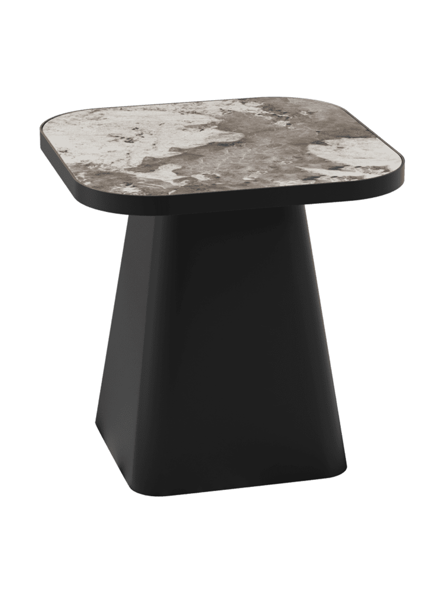 
Table d'appoint design « Petra » 50 x 50 cm - Aspect marbre Calacatta brillant / 40 cm