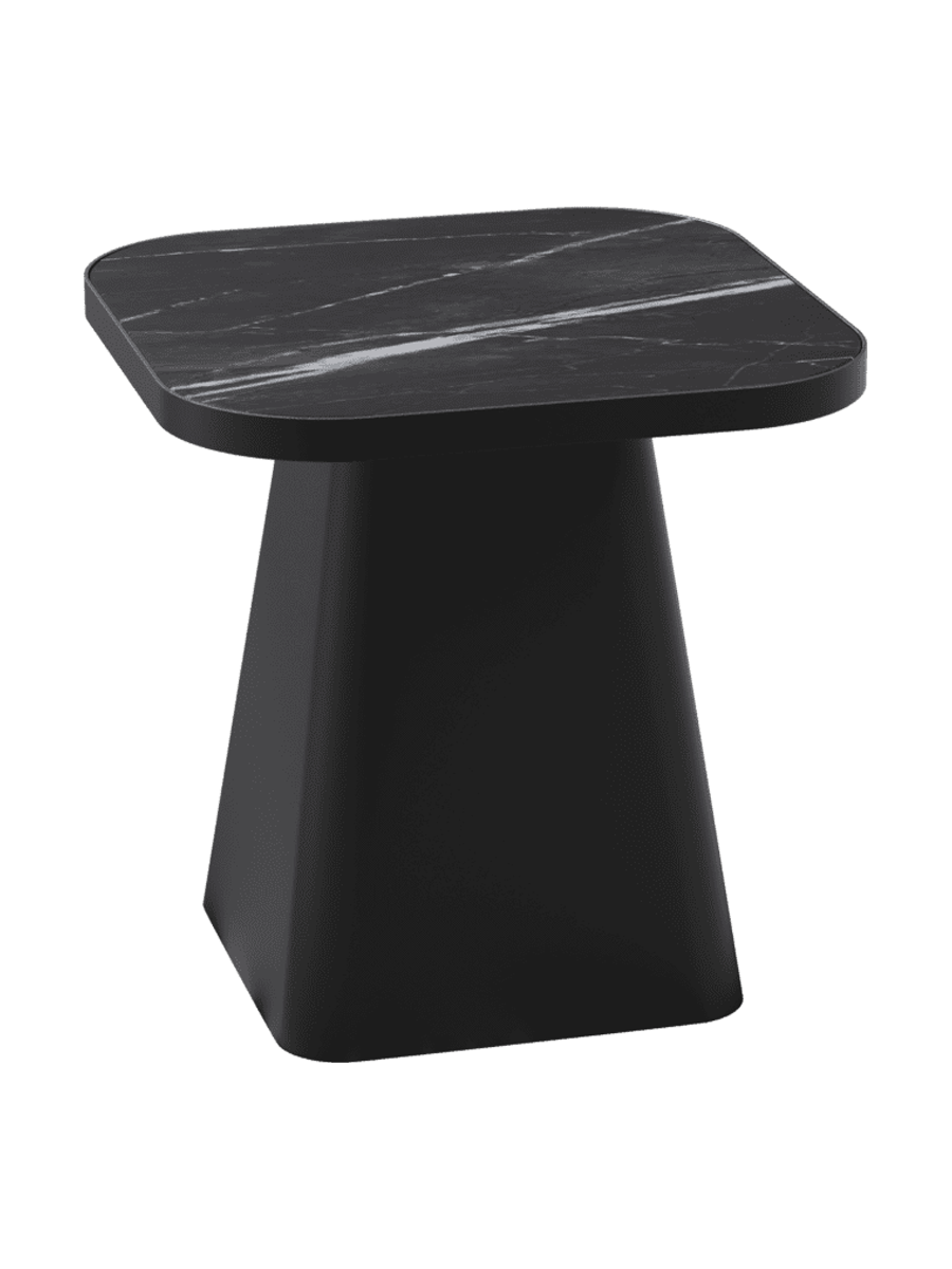 
Table d'appoint design « Petra » 50 x 50 cm - Aspect marbre Calacatta brillant / 40 cm