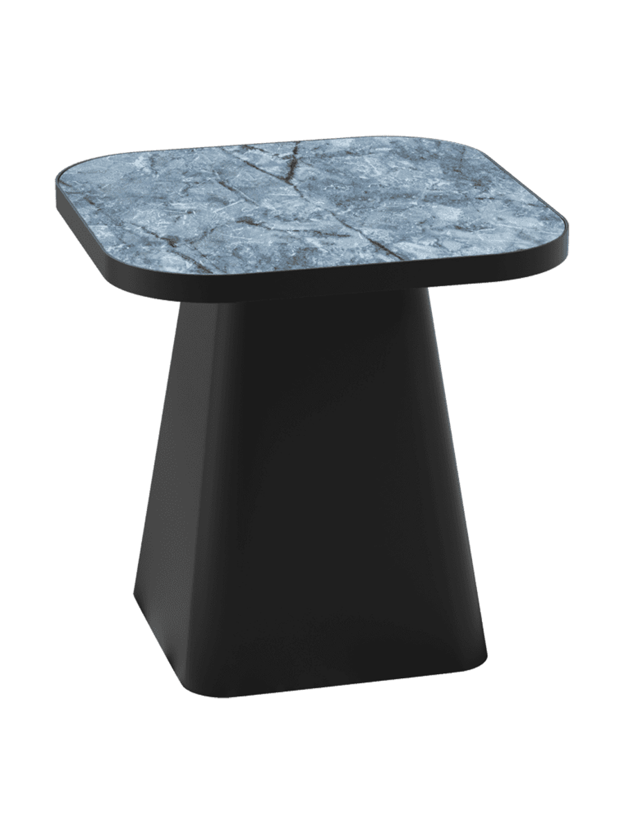 
Table d'appoint design « Petra » 50 x 50 cm - Aspect marbre Calacatta brillant / 40 cm