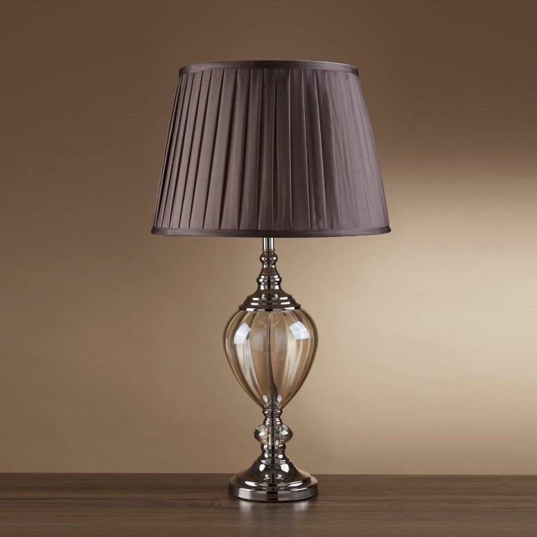 
Large, elegant table lamp "Greyson" Ø 38/ 68 cm - Amber/Taupe