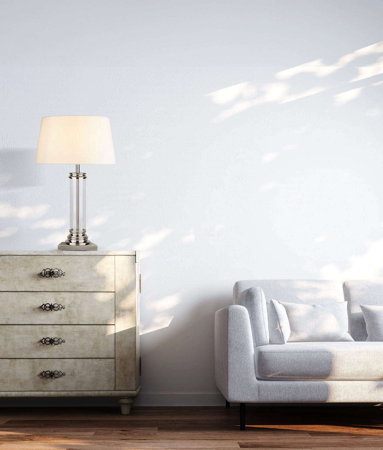 
Large, elegant designer table lamp "Pedestal" Ø 37/ 63 cm - Silver