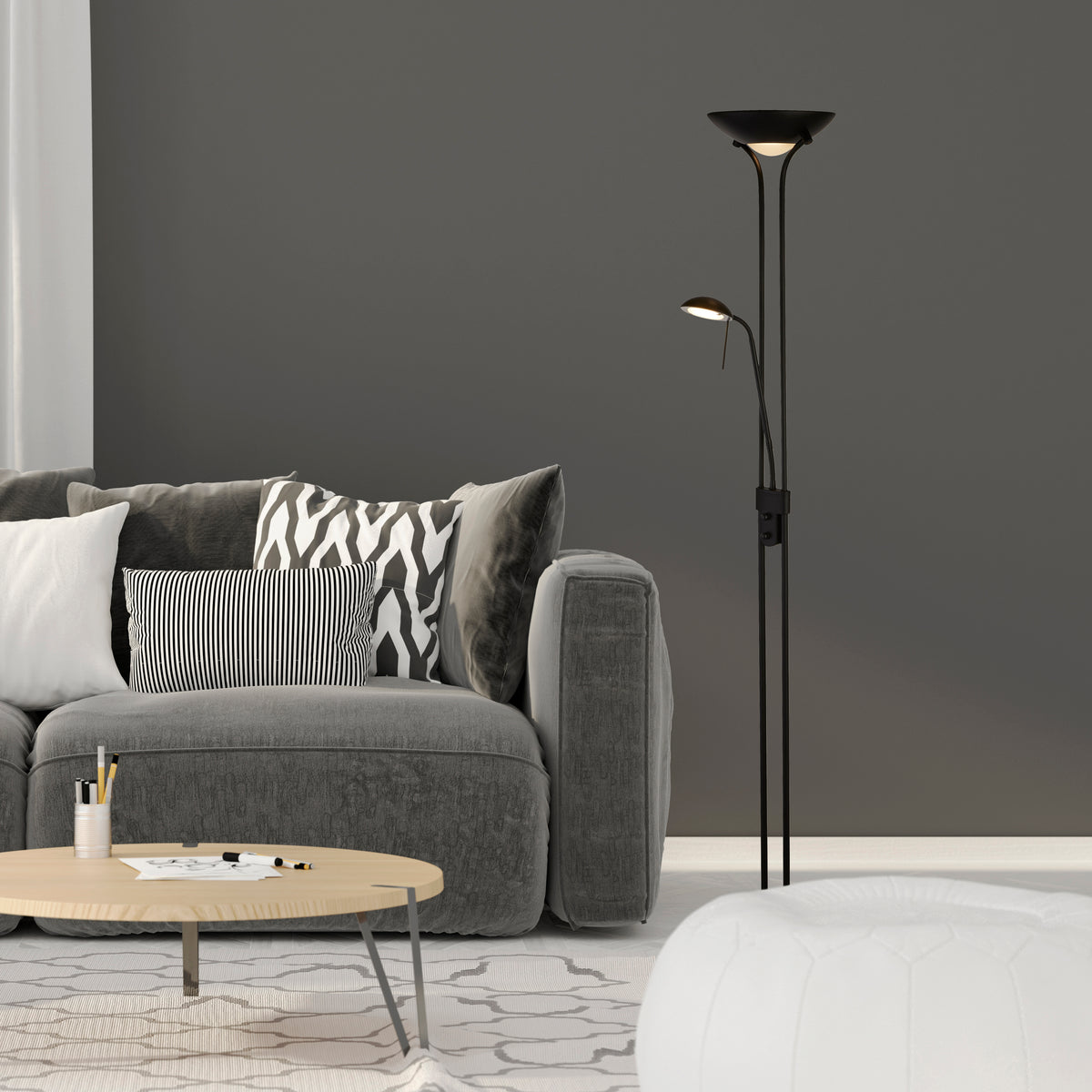
Lampada da terra LED dal design „Mother & Child II“ - Nero opaco