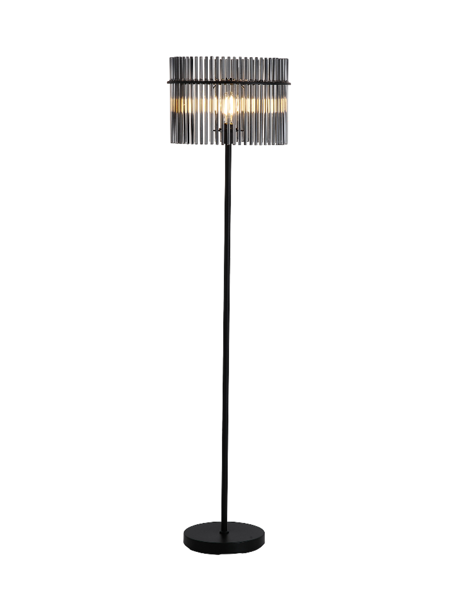 
Luxuriöse Stehlampe "Swizzle" - Schwarz, Rauchglas