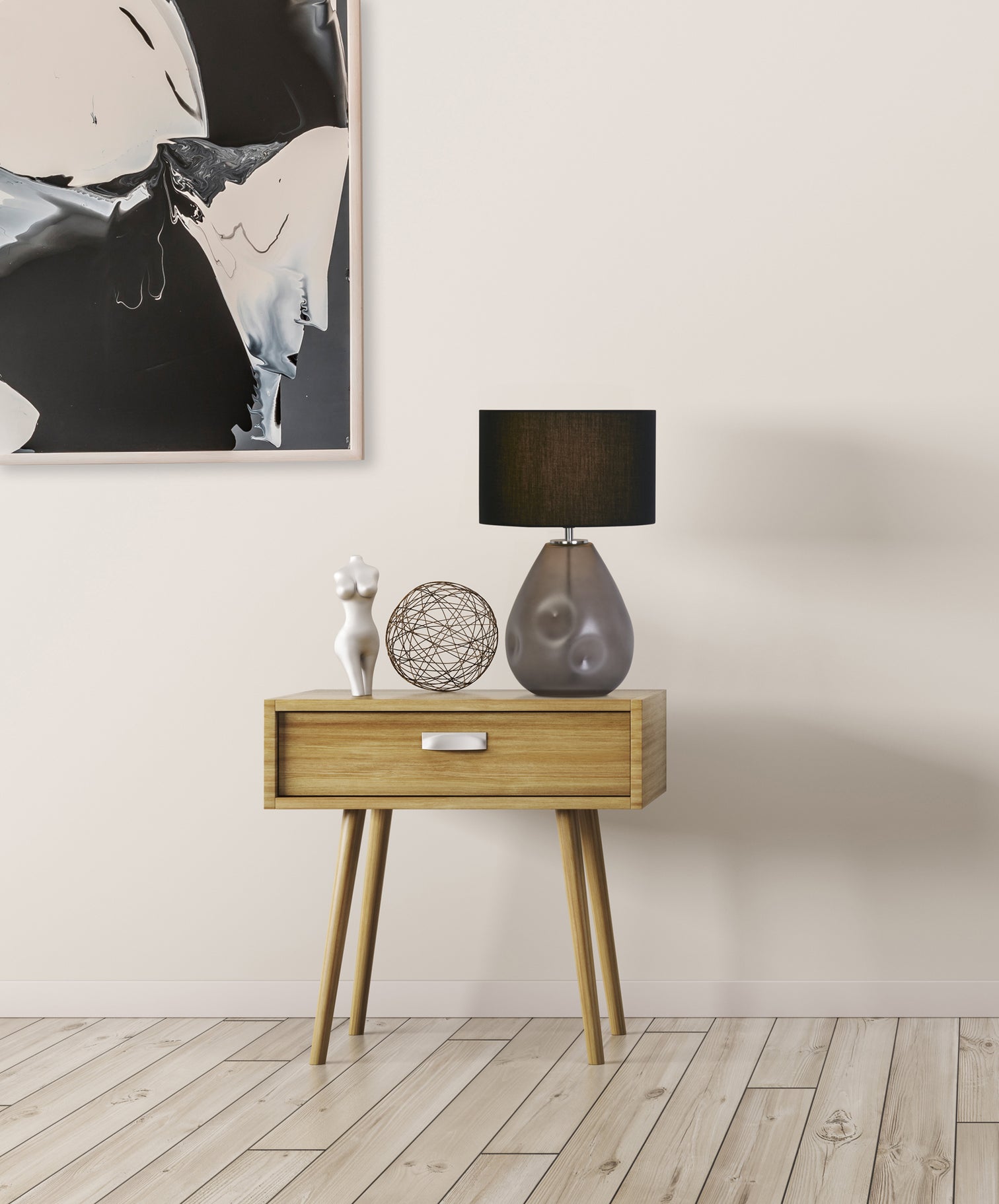
Design Tischlampe „Devon“ - Grau/Schwarz