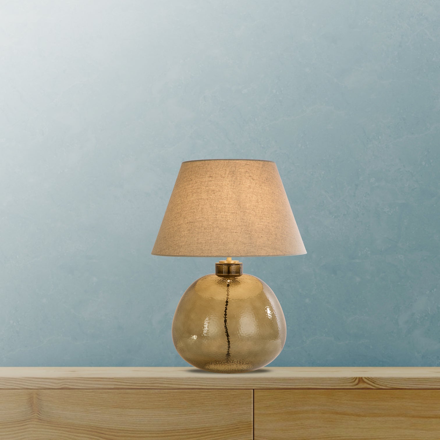 
Design Tischlampe „Devon“ - Beige/Champagner
