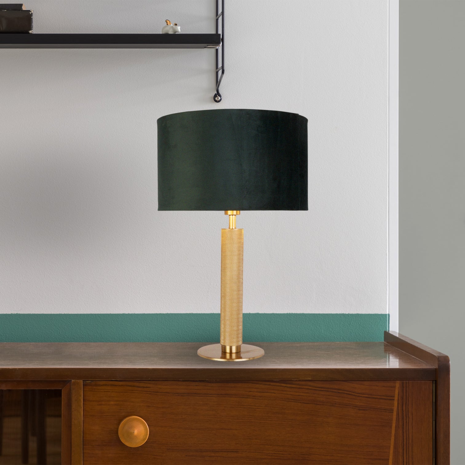 
Elegant Designer Table Lamp "London" - Green/Gold