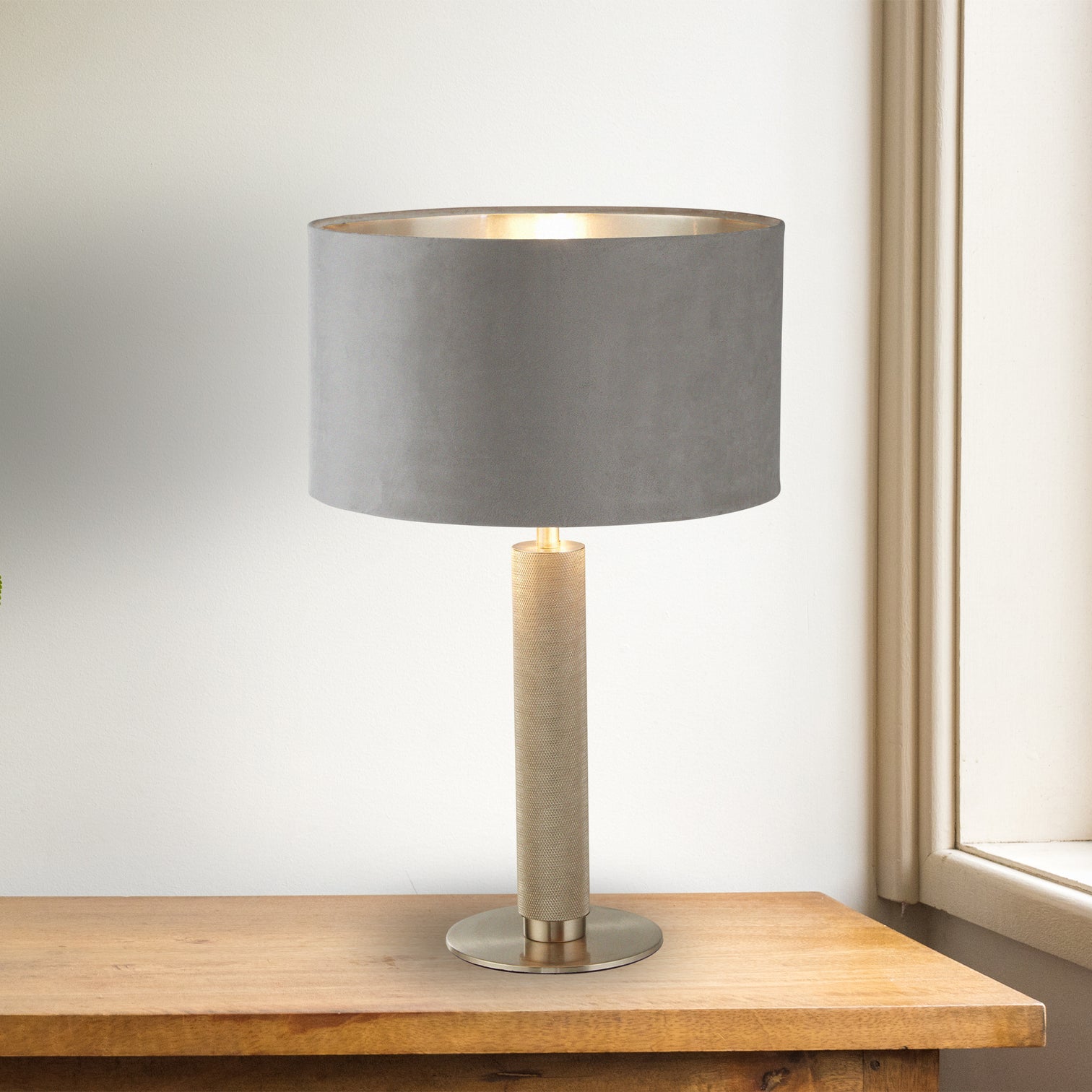 
Elegant Designer Table Lamp "London" - Gray/Silver