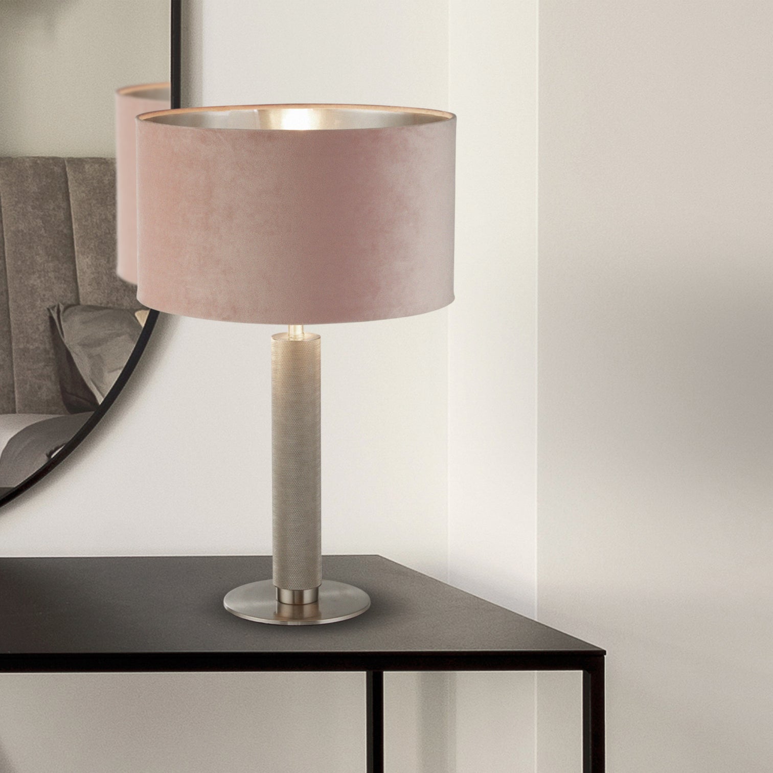 
Elegant Designer Table Lamp "London" - Rose/Silver