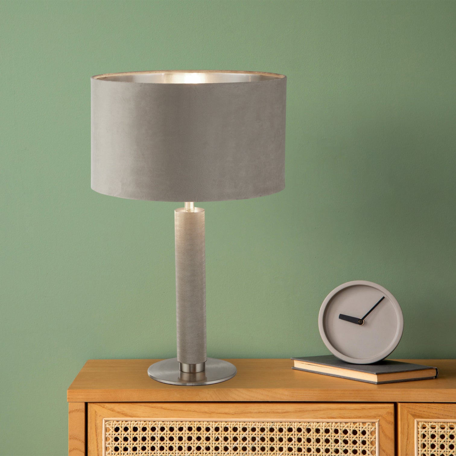 
Elegant Designer Table Lamp "London" - Taupe/Silver