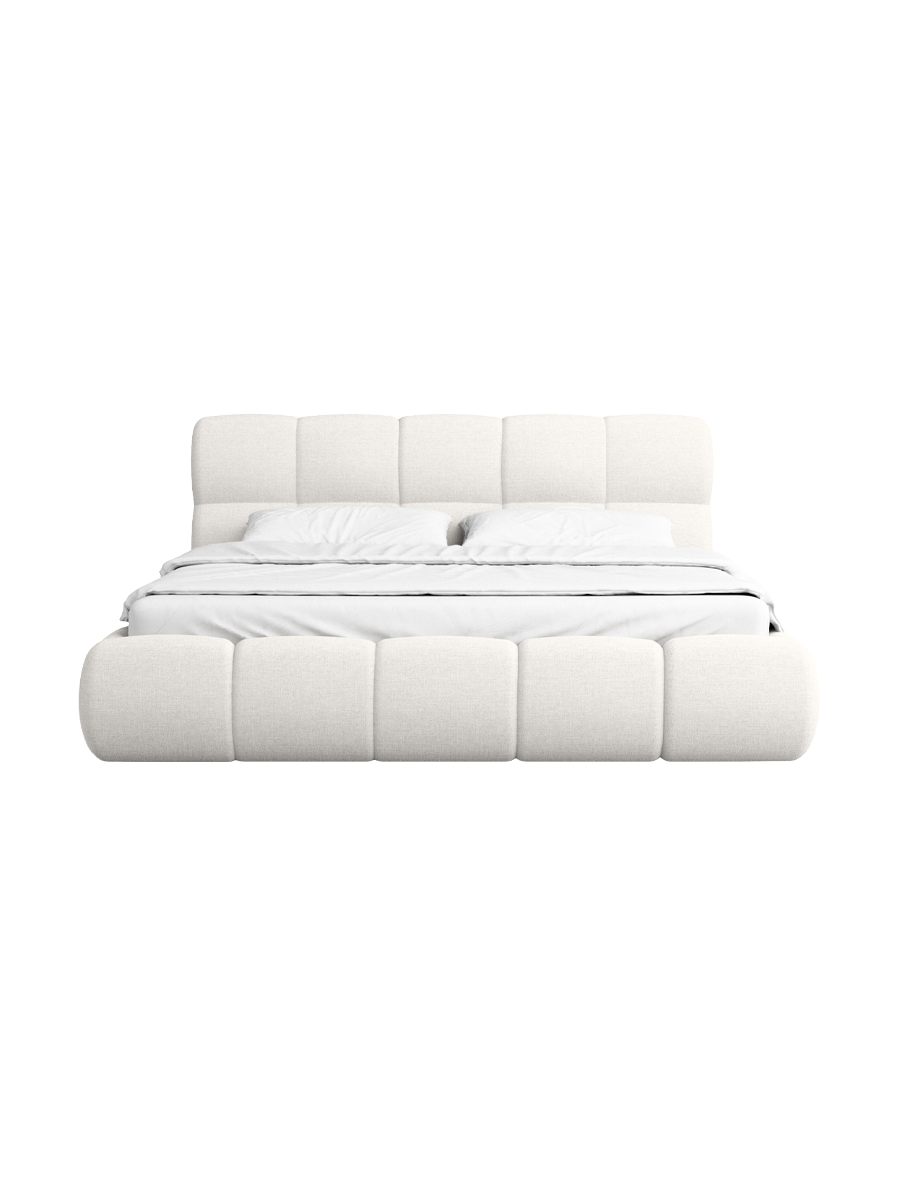 
Design Polsterbett „Isola“ mit Ablagefach, Bouclé Weiss - 140 x 200 cm