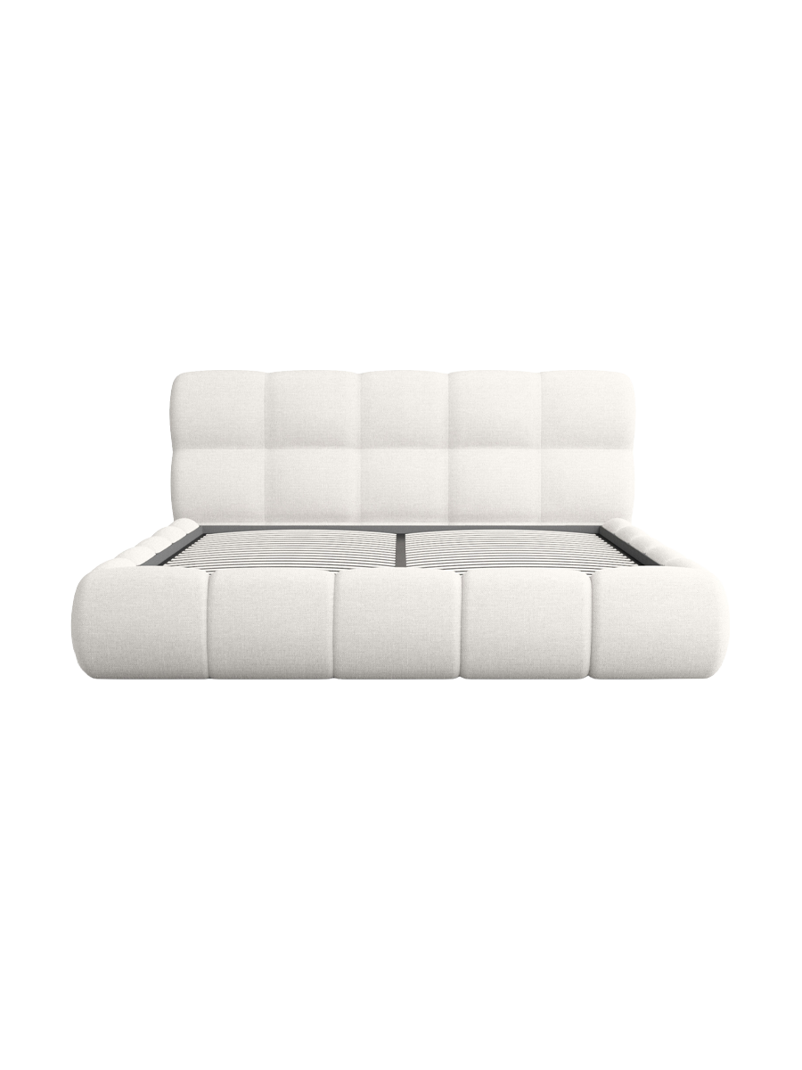 
Design Polsterbett „Isola“ mit Ablagefach, Bouclé Weiss - 140 x 200 cm