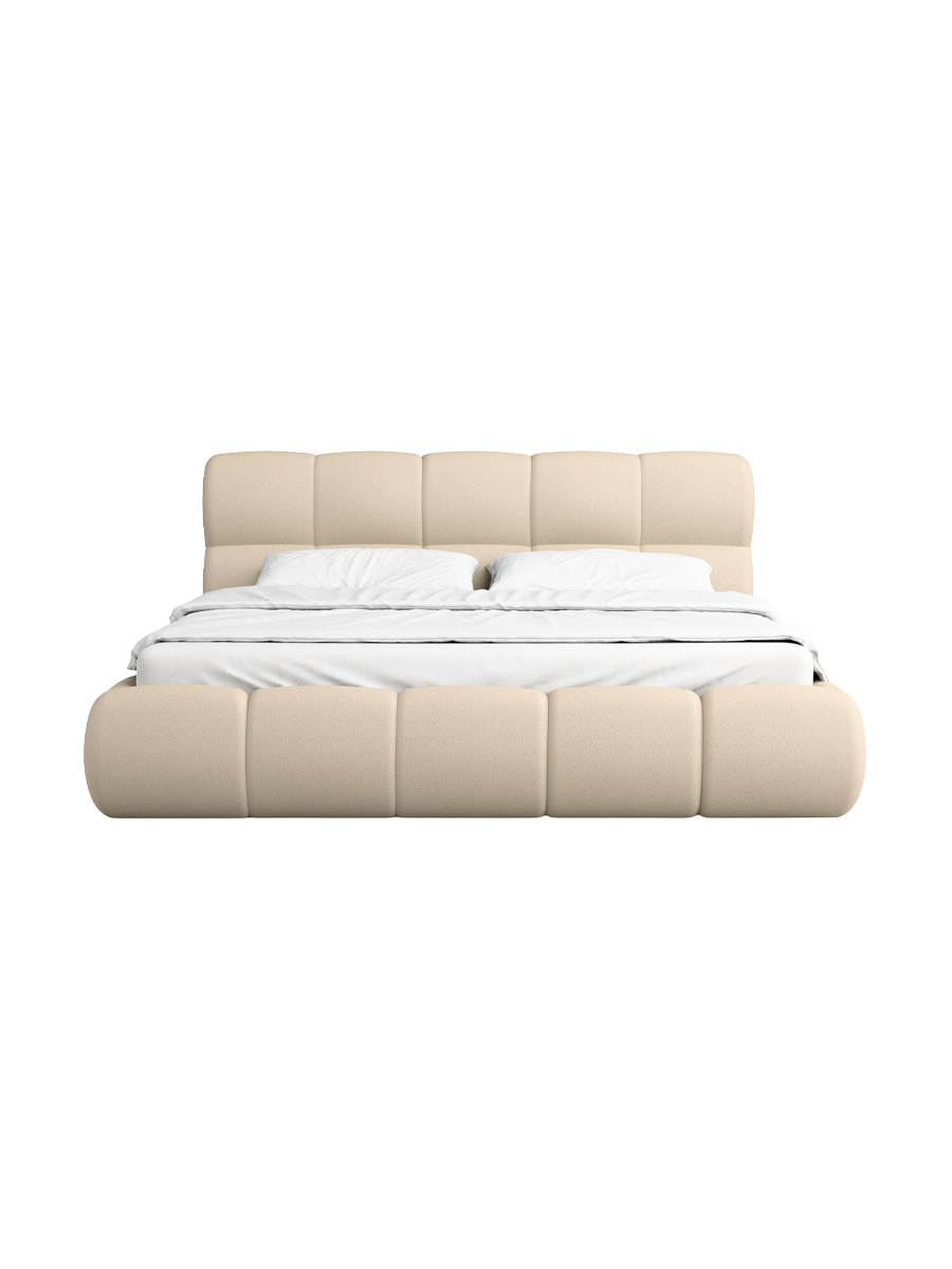 
Design Polsterbett „Isola“ mit Ablagefach, Kunstleder Beige - 140 x 200 cm