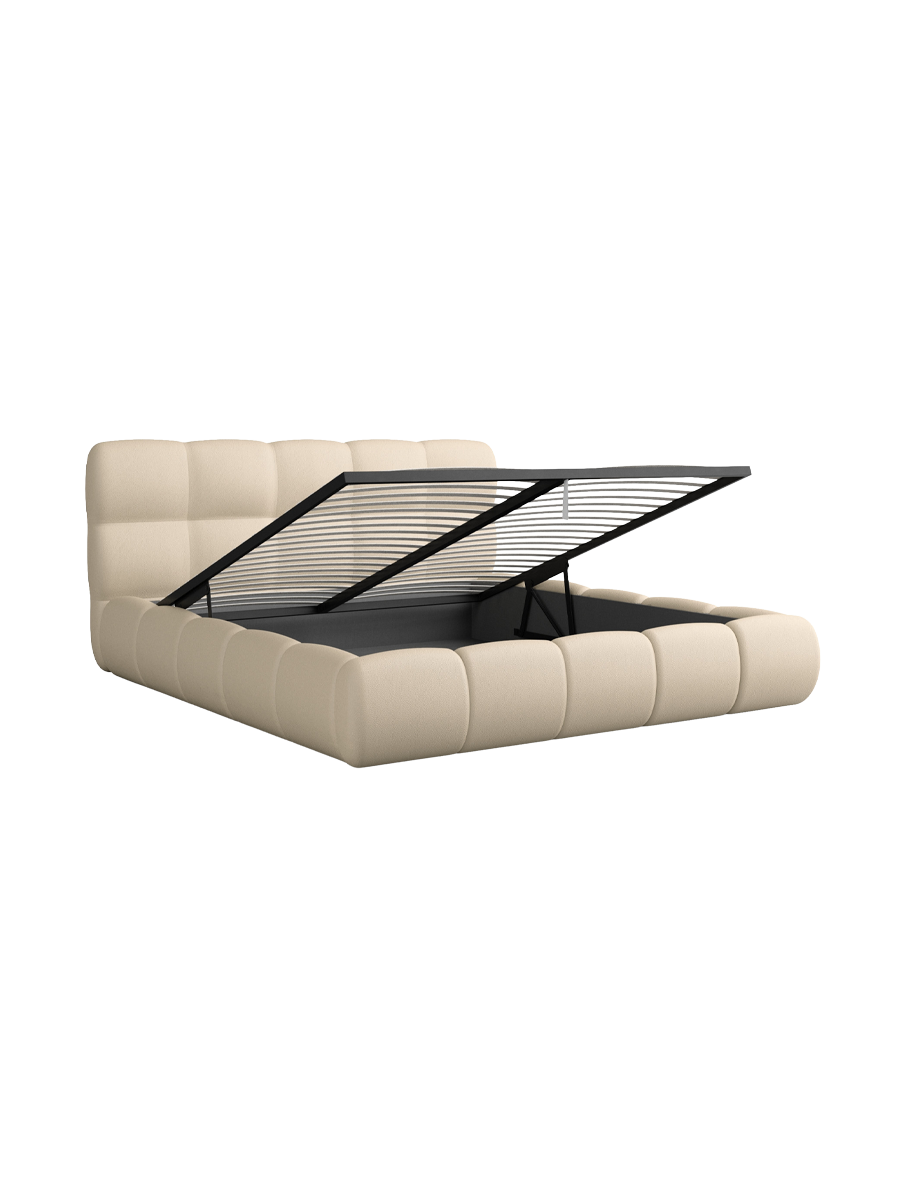 
Design Polsterbett „Isola“ mit Ablagefach, Kunstleder Beige - 140 x 200 cm