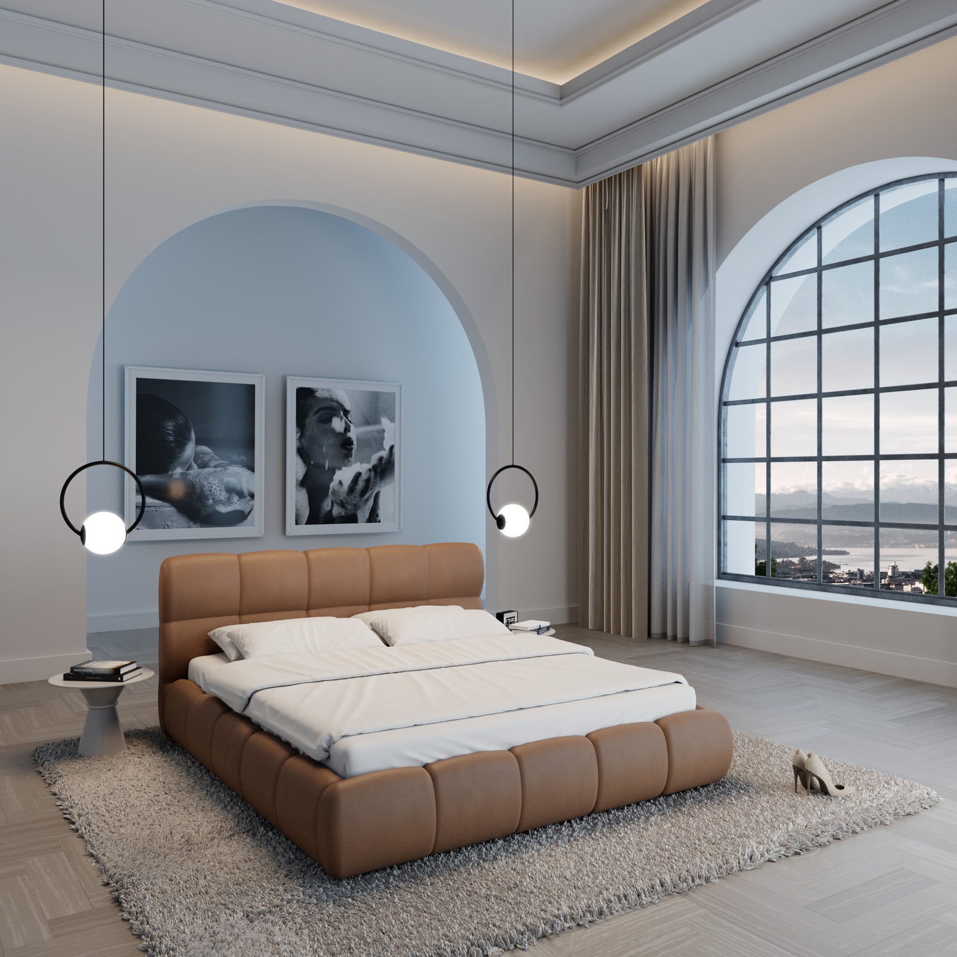 
Design Polsterbett „Isola“ mit Ablagefach, Kunstleder Choco Brown - 140 x 200 cm