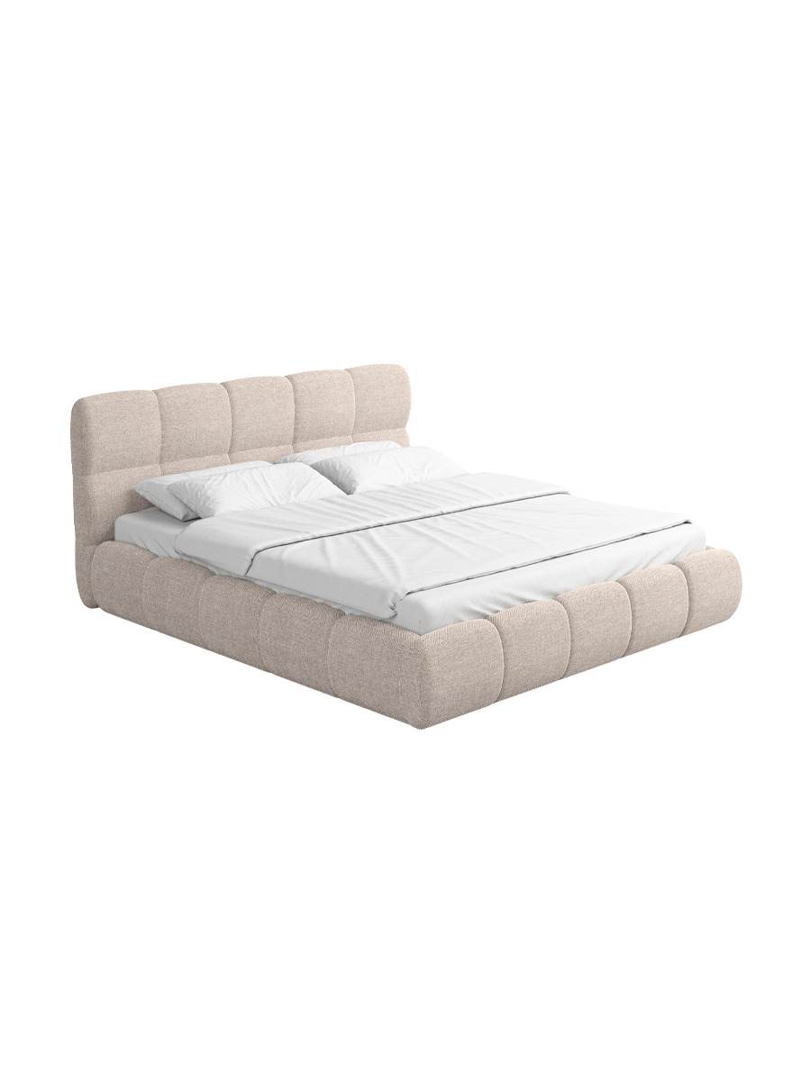 
Design Polsterbett „Isola“ mit Ablagefach, Webstoff Beige - 140 x 200 cm
